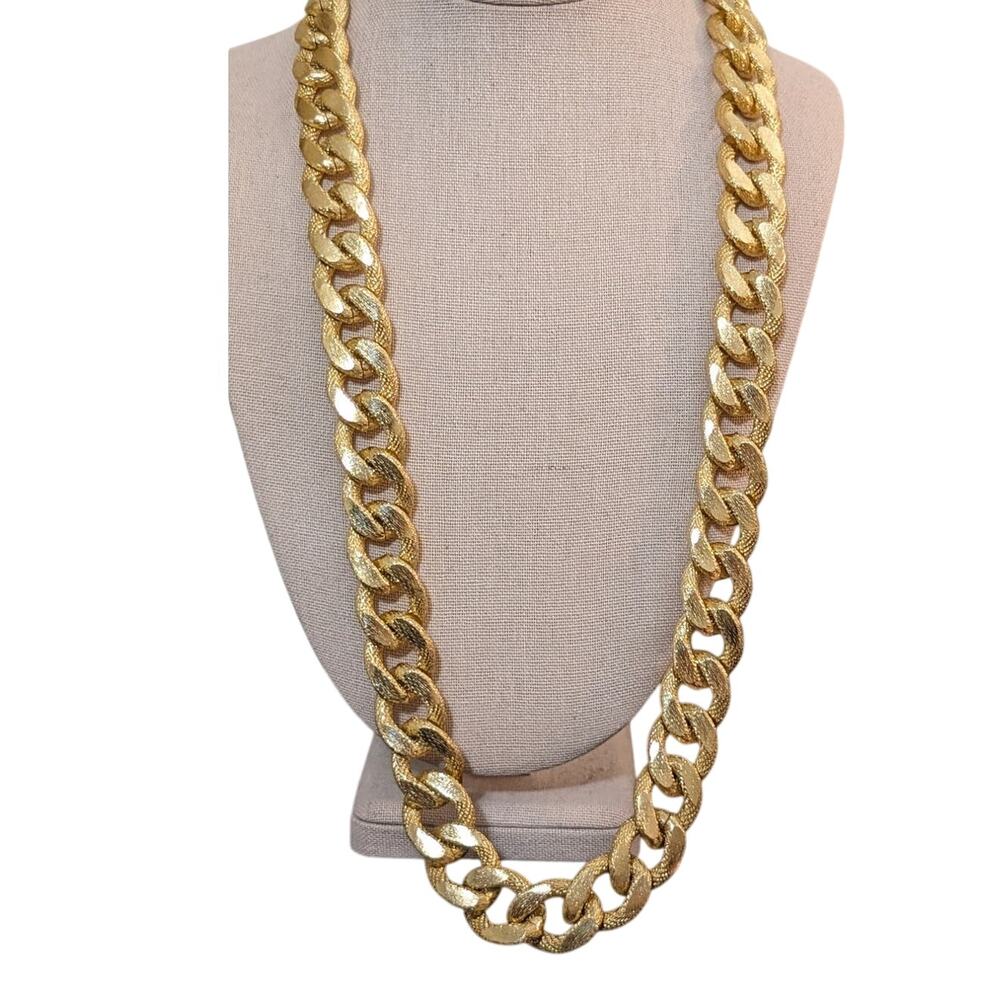 Heavy Brushed Textured Gold Tone Slip Over Head Rapper Chain